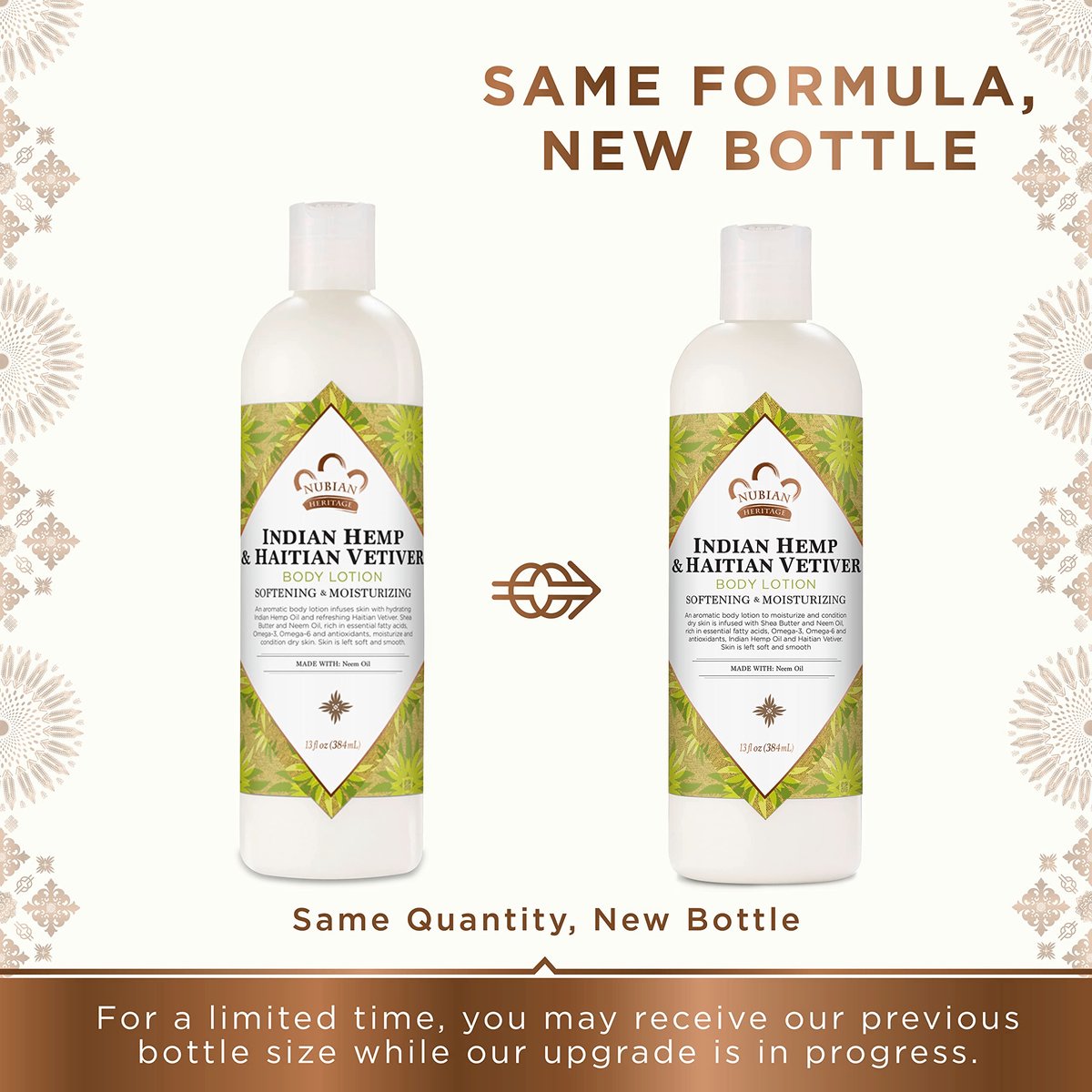 Nubian Heritage Body Lotion Indian Hemp & Haitian Vetiver - Fair Trade Shea Butter, 13 oz Avelisse