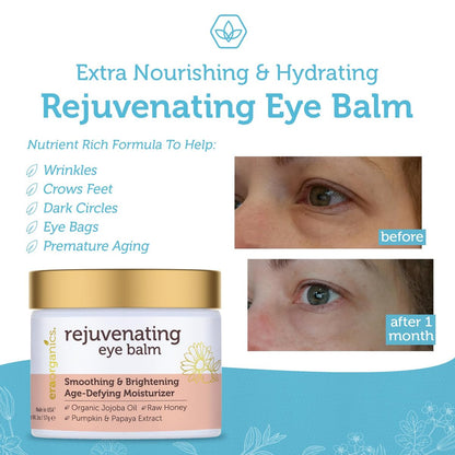 USDA Organic Eye Moisturizer Cream - Rejuvenating & Nourishing Age Defying Balm for Sensitive Skin with Jojoba Oil & Argan Oil - Reduces Puffiness & Fine Lines Avelisse