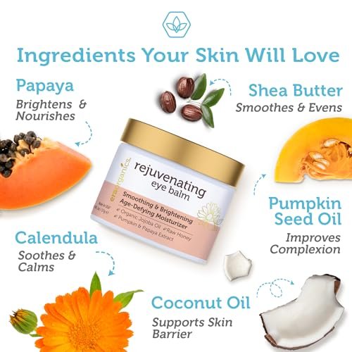 USDA Organic Eye Moisturizer Cream - Rejuvenating & Nourishing Age Defying Balm for Sensitive Skin with Jojoba Oil & Argan Oil - Reduces Puffiness & Fine Lines Avelisse