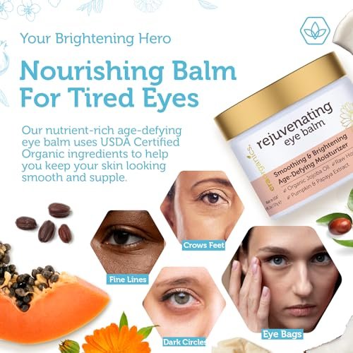 USDA Organic Eye Moisturizer Cream - Rejuvenating & Nourishing Age Defying Balm for Sensitive Skin with Jojoba Oil & Argan Oil - Reduces Puffiness & Fine Lines Avelisse