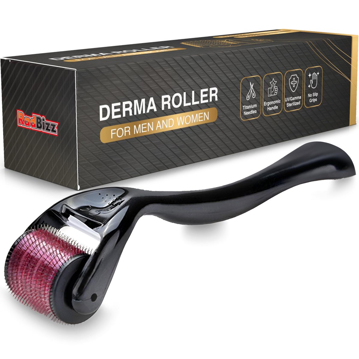 RadBizz Derma Roller and Storage Case - 0.25mm Titanium Microneedling Tool for Face - görsel 1