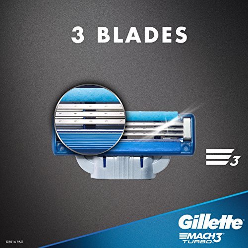 Gillette Mach3 Turbo Cartridges, 4 Count - Precision Razor Blade Refills Avelisse