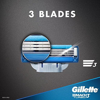 Gillette Mach3 Turbo Cartridges, 4 Count - Precision Razor Blade Refills Avelisse