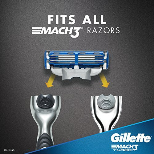 Gillette Mach3 Turbo Cartridges, 4 Count - Precision Razor Blade Refills Avelisse