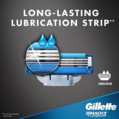 Gillette Mach3 Turbo Cartridges, 4 Count - Precision Razor Blade Refills Avelisse