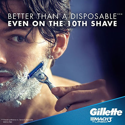 Gillette Mach3 Turbo Cartridges, 4 Count - Precision Razor Blade Refills Avelisse