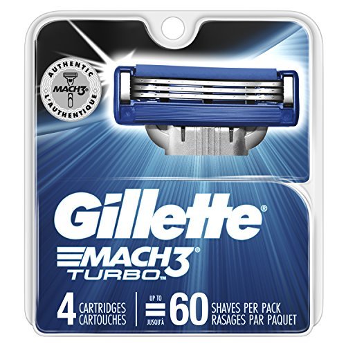 Gillette Mach3 Turbo Cartridges, 4 Count - Precision Razor Blade Refills Avelisse