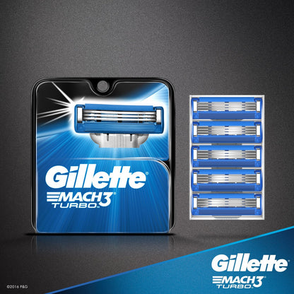 Gillette Mach3 Turbo Cartridges, 4 Count - Precision Razor Blade Refills Avelisse