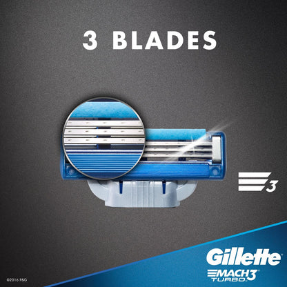 Gillette Mach3 Turbo Cartridges, 4 Count - Precision Razor Blade Refills Avelisse