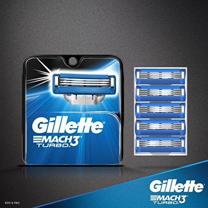 Gillette Mach3 Turbo Cartridges, 4 Count - Precision Razor Blade Refills Avelisse