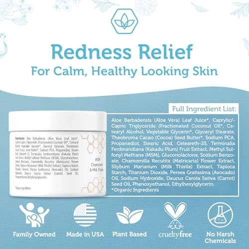 Era Organics Cream Redness Relief Moisturizer - Soothing Redness Relief for Face with Manuka Honey, MSM, Chamomile - Calming Moisturizer Made in USA Avelisse