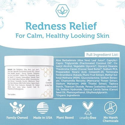 Era Organics Cream Redness Relief Moisturizer - Soothing Redness Relief for Face with Manuka Honey, MSM, Chamomile - Calming Moisturizer Made in USA Avelisse