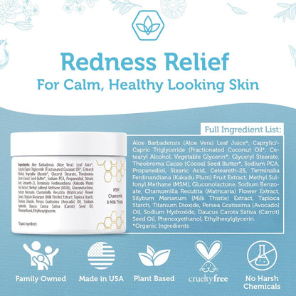 Era Organics Cream Redness Relief Moisturizer - Soothing Redness Relief for Face with Manuka Honey, MSM, Chamomile - Calming Moisturizer Made in USA Avelisse