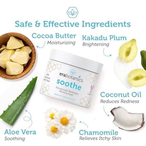 Era Organics Cream Redness Relief Moisturizer - Soothing Redness Relief for Face with Manuka Honey, MSM, Chamomile - Calming Moisturizer Made in USA Avelisse