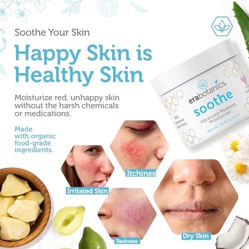 Era Organics Cream Redness Relief Moisturizer - Soothing Redness Relief for Face with Manuka Honey, MSM, Chamomile - Calming Moisturizer Made in USA Avelisse