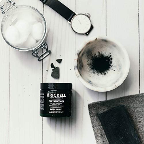 Brickell Men's Purifying Charcoal Face Mask – Natural & Organic Activated Charcoal Facial Mask with Detoxifying Kaolin Clay, 4 oz, Unscented Avelisse