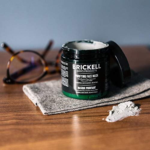 Brickell Men's Purifying Charcoal Face Mask – Natural & Organic Activated Charcoal Facial Mask with Detoxifying Kaolin Clay, 4 oz, Unscented Avelisse