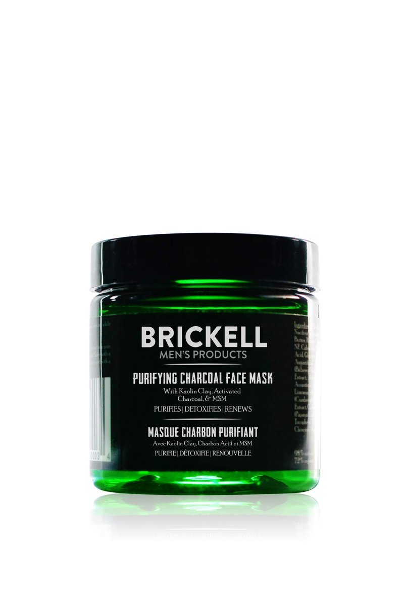 Brickell Men's Purifying Charcoal Face Mask – Natural & Organic Activated Charcoal Facial Mask with Detoxifying Kaolin Clay, 4 oz, Unscented Avelisse