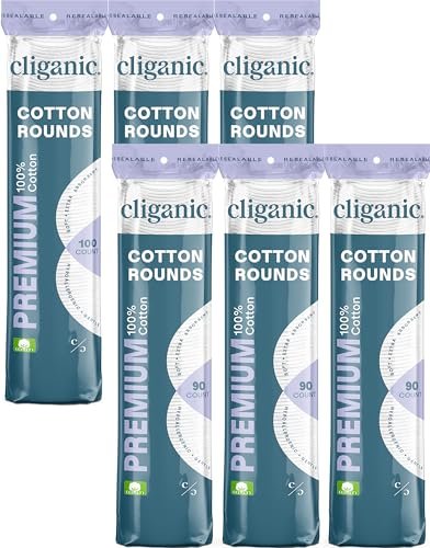 Cliganic Premium 100% Cotton Makeup Remover Pads - 540 Count (Pack of 6) | Biodegradable & Gentle Avelisse