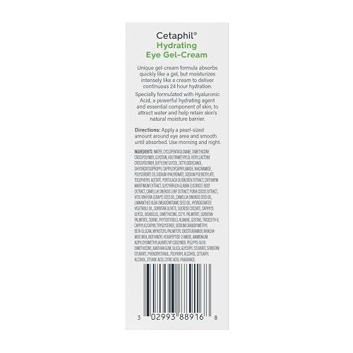 Cetaphil Hydrating Eye Gel-Cream with Hyaluronic Acid – 24-Hour Hydration, Brightens & Smooths Under Eyes, 0.5 Fl Oz, For All Skin Types Avelisse