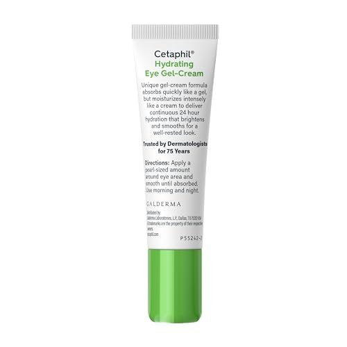 Cetaphil Hydrating Eye Gel-Cream with Hyaluronic Acid – 24-Hour Hydration, Brightens & Smooths Under Eyes, 0.5 Fl Oz, For All Skin Types Avelisse