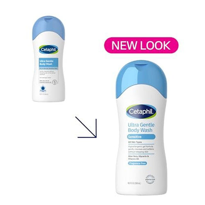 Cetaphil Ultra Gentle Body Wash for Dry to Normal, Sensitive Skin, 16.9 Fl Oz (Pack of 3) - Hypoallergenic, Fragrance Free, Paraben Free, Dermatologist Tested Avelisse