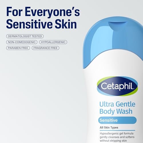 Cetaphil Ultra Gentle Body Wash for Dry to Normal, Sensitive Skin, 16.9 Fl Oz (Pack of 3) - Hypoallergenic, Fragrance Free, Paraben Free, Dermatologist Tested Avelisse