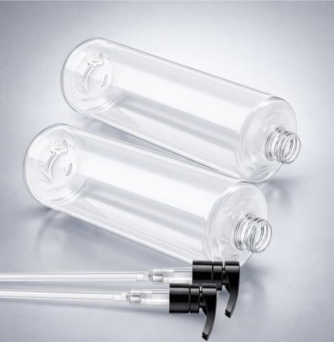 Bar5F Empty Shampoo Bottles with Pumps (2-Pack 32oz/1 Liter/Large) BPA-Free PETE1 Plastic Bottle Crystal-Clear Avelisse