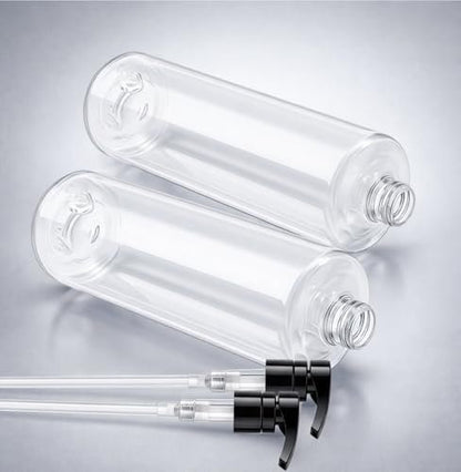 Bar5F Empty Shampoo Bottles with Pumps (2-Pack 32oz/1 Liter/Large) BPA-Free PETE1 Plastic Bottle Crystal-Clear Avelisse