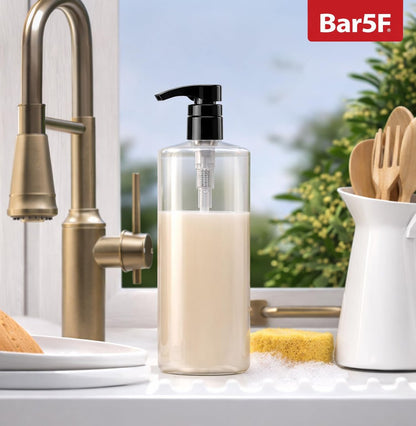 Bar5F Empty Shampoo Bottles with Pumps (2-Pack 32oz/1 Liter/Large) BPA-Free PETE1 Plastic Bottle Crystal-Clear Avelisse