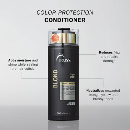 TRUSS Blond Conditioner - Violet Purple Conditioner for Blonde, Bleached & Gray Hair - Color Protection, Hydrating, Restores Elasticity, Neutralizes Brassiness, Yellow, & Orange Tones (10.14 oz) Avelisse