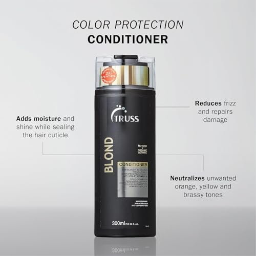 TRUSS Blond Conditioner - Violet Purple Conditioner for Blonde, Bleached & Gray Hair - Color Protection, Hydrating, Restores Elasticity, Neutralizes Brassiness, Yellow, & Orange Tones (10.14 oz) Avelisse