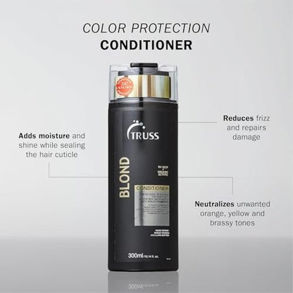 TRUSS Blond Conditioner - Violet Purple Conditioner for Blonde, Bleached & Gray Hair - Color Protection, Hydrating, Restores Elasticity, Neutralizes Brassiness, Yellow, & Orange Tones (10.14 oz) Avelisse