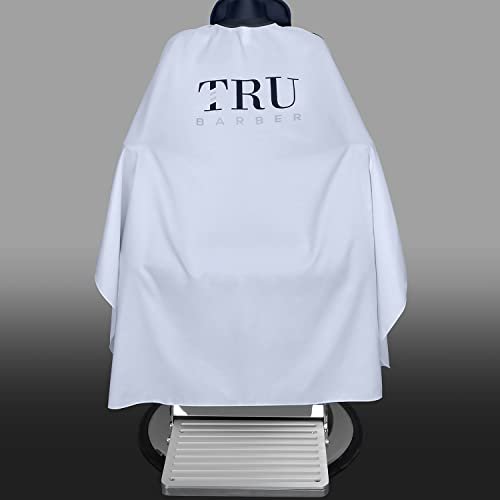 TRU BARBER Hair Salon Cutting Cape – Lightweight Waterproof Professional Barber Cape with Snap Closure, 50" x 58", White Avelisse
