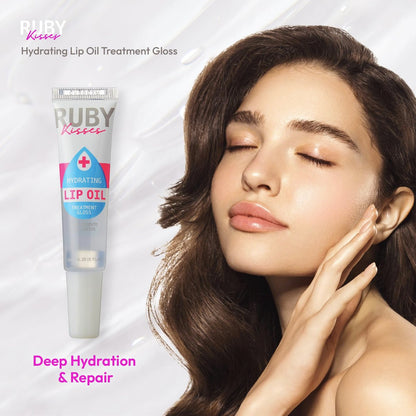 Ruby Kisses Hydrating Clear Lip Oil Treatment Gloss (3 Pack) - Vitamin E & Jojoba, Lightweight Non-Greasy Formula