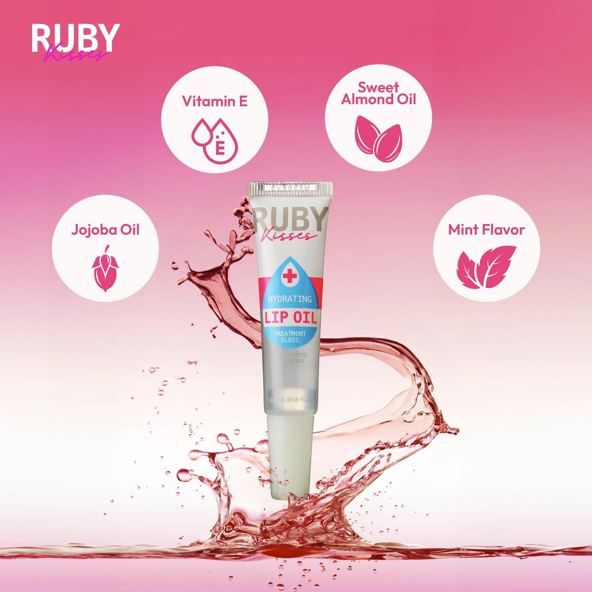 Ruby Kisses Hydrating Clear Lip Oil Treatment Gloss (3 Pack) - Vitamin E & Jojoba, Lightweight Non-Greasy Formula - görsel 3