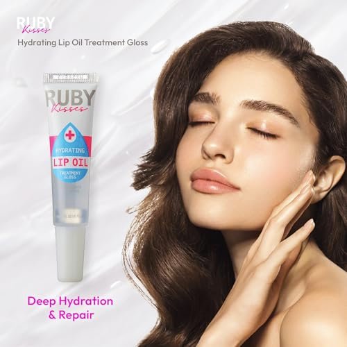 Ruby Kisses Hydrating Clear Lip Oil Treatment Gloss - Nourish & Repair Dry Lips with Vitamin E & Jojoba - görsel 3