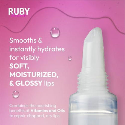 Ruby Kisses Hydrating Clear Lip Oil Treatment Gloss (3 Pack) - Vitamin E & Jojoba, Lightweight Non-Greasy Formula