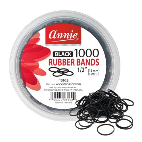 ANNIE 1000 Black Mini Rubber Bands – 1/2" Durable Elastic Hair & Braiding Bands (Secure, Stretchy, Strong) - görsel 1
