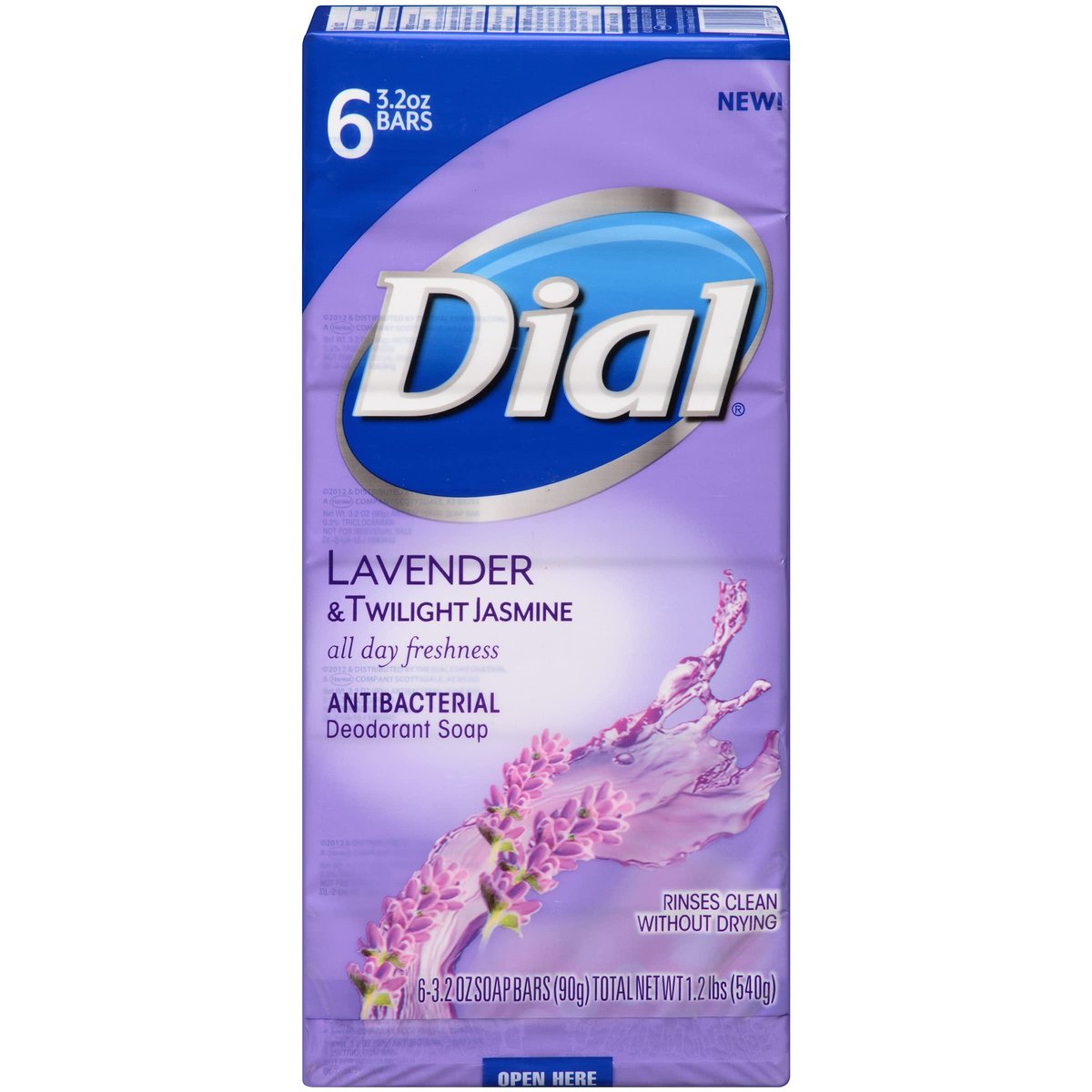 Dial Antibacterial Deodorant Bar Soap, Lavender & Twilight Jasmine, 6 Bars (3.2 oz Each) Avelisse