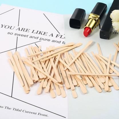 Bememo 500 Pcs Wooden Waxing Applicator Sticks - Disposable Eyebrow, Lip, Nose & Body Wax Spatulas for Hair Removal