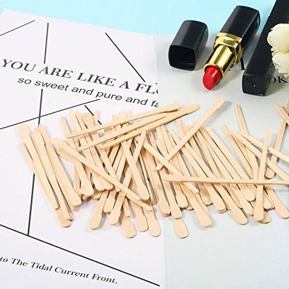 Bememo 500 Pcs Wooden Waxing Applicator Sticks - Disposable Eyebrow, Lip, Nose & Body Wax Spatulas for Hair Removal