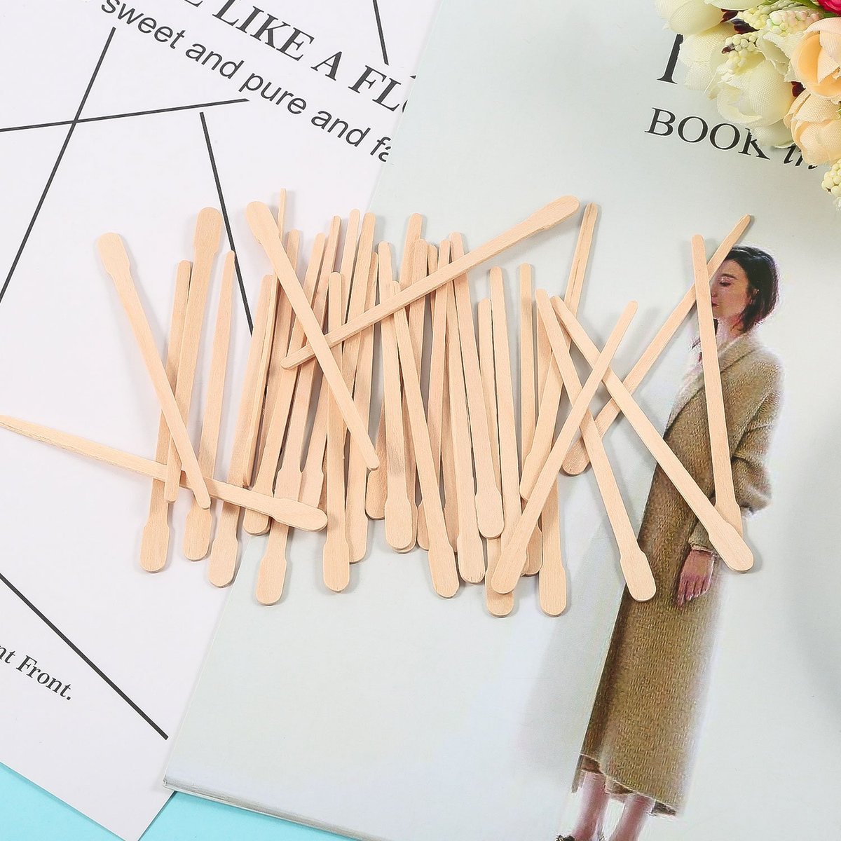 Bememo 500 Pcs Wooden Waxing Applicator Sticks - Disposable Eyebrow, Lip, Nose & Body Wax Spatulas for Hair Removal - görsel 7
