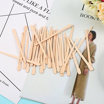 Bememo 500 Pcs Wooden Waxing Applicator Sticks - Disposable Eyebrow, Lip, Nose & Body Wax Spatulas for Hair Removal