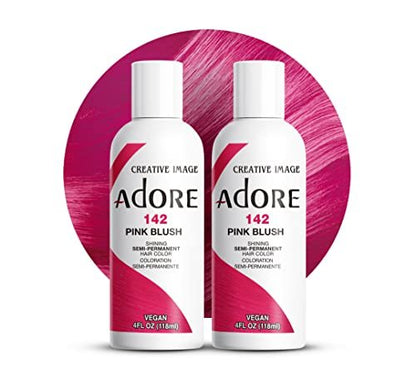 Adore Semi Permanent Hair Color 142 Pink Blush (2 Pack) - Vegan & Cruelty-Free Pink Hair Dye, No Ammonia, No Peroxide, No Alcohol, 4 Fl Oz Each Avelisse