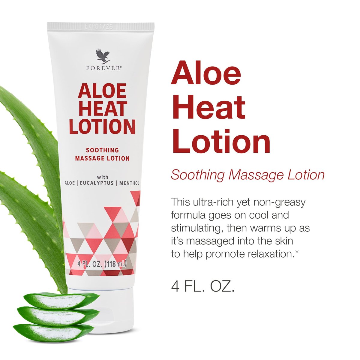 Forever Living Aloe Heat Lotion with Menthol and Eucalyptus – 4 fl oz Avelisse
