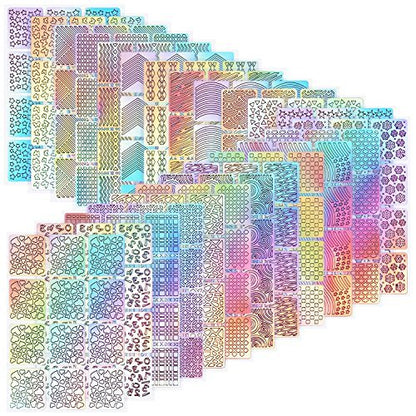 288 Pieces Nail Vinyl Stencils Set - 24 Sheets of Nail Decoration Stickers & Decals in Multicolor