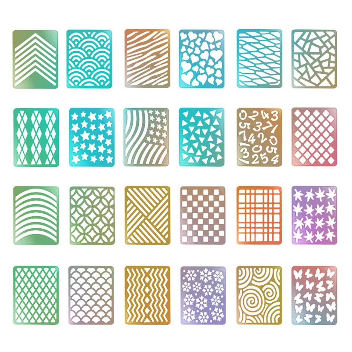 288 Pieces Nail Vinyl Stencils Set - 24 Sheets of Nail Decoration Stickers & Decals in Multicolor - görsel 5