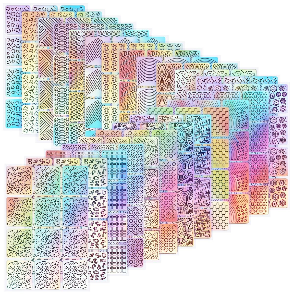 288 Pieces Nail Vinyl Stencils Set - 24 Sheets of Nail Decoration Stickers & Decals in Multicolor - görsel 1