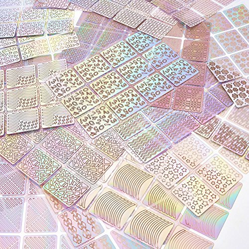 288 Pieces Nail Vinyl Stencils Set - 24 Sheets of Nail Decoration Stickers & Decals in Multicolor - görsel 8